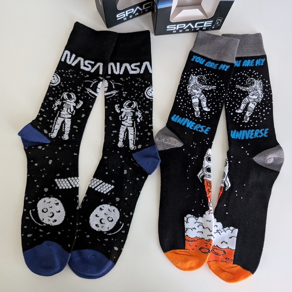You Are My Universe & NASA Crew Socks Bundle UNISEX 7-12 Astronaut Space NIB - Picture 6 of 13